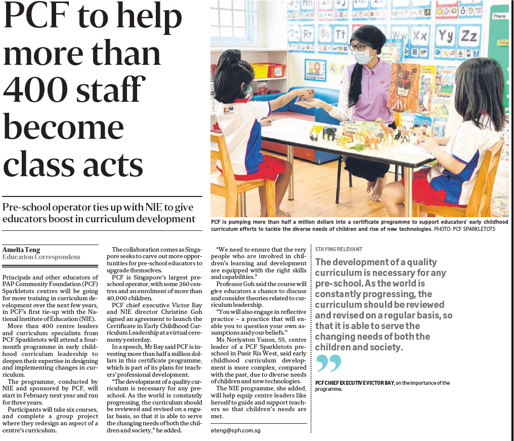 20200907 PCF to help more than 400 staff become class acts
