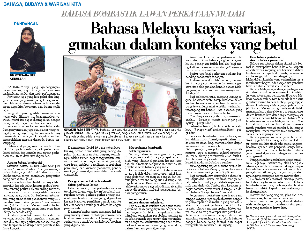 20210711 Bahasa Melayu kaya variasi, gunakan dalam konteks yang betul