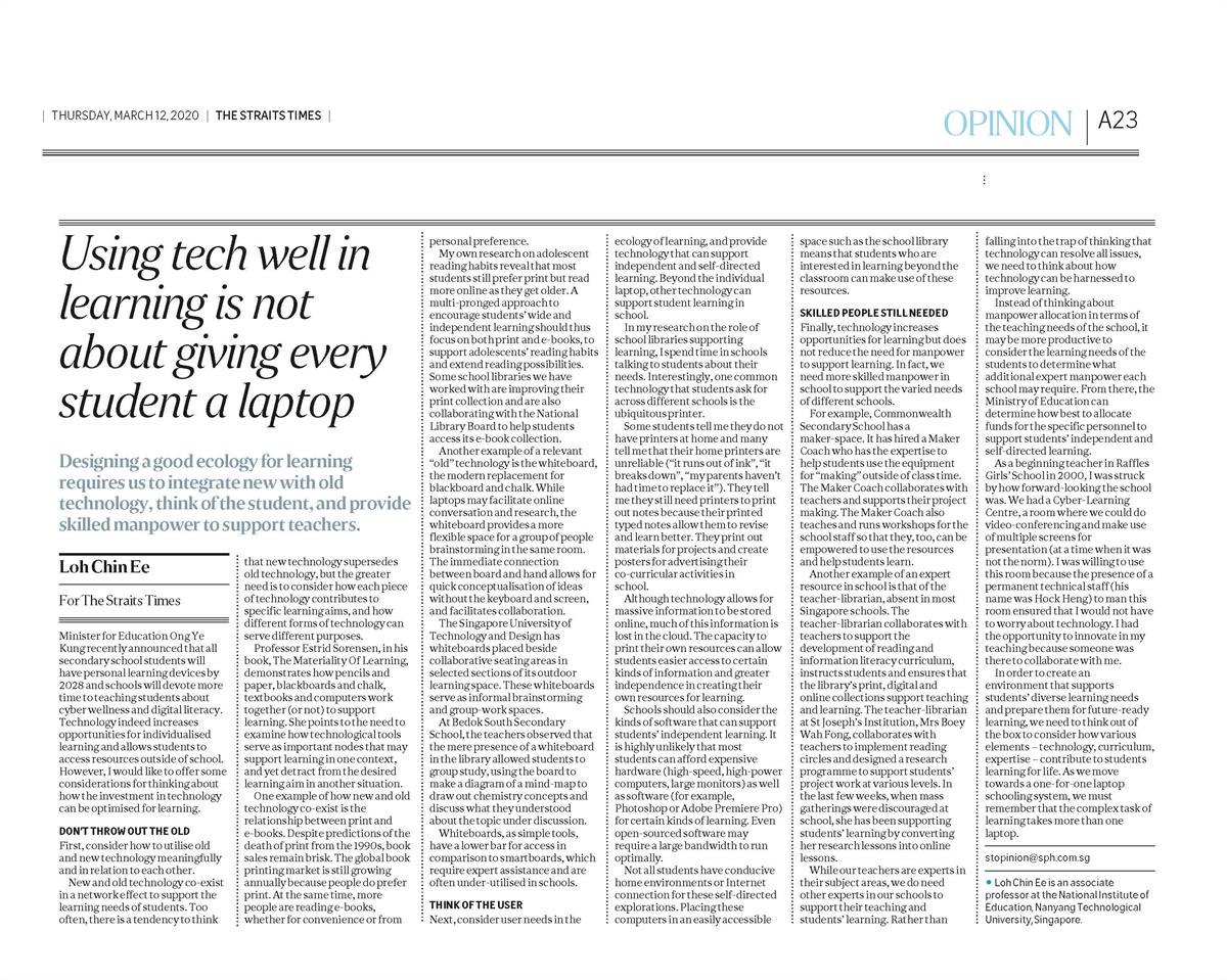 Using tech well in learning is not about giving every student a laptop