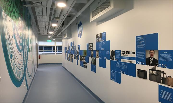 Wall gallery of HP timeline